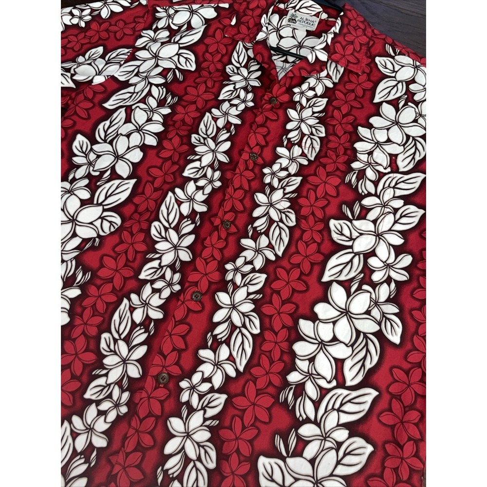 VINTAGE Aloha Republic Hawaiian Shirt Floral Red Vacation - Mens‎ L
